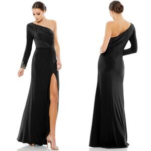 IEENA for MAC DUGGAL Formal Evening Gown Womens 16 One Sleeve Long Dress Holiday